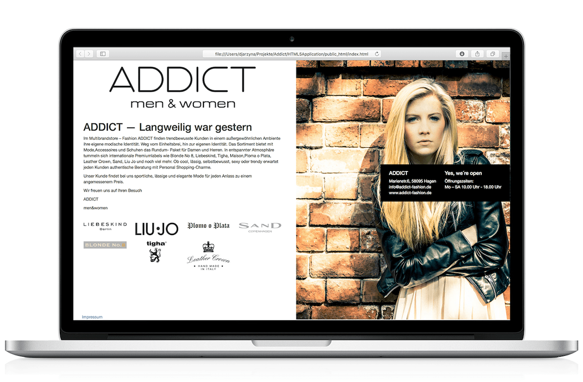 Die Website von ADDICT Mode