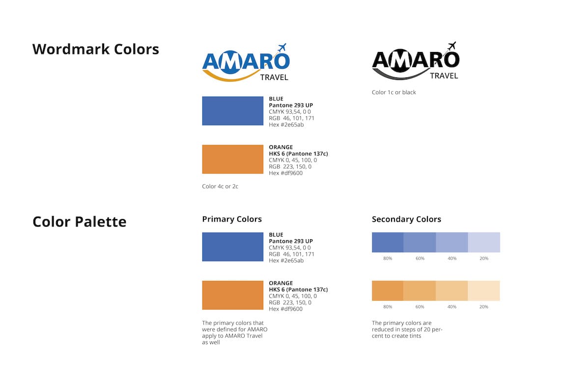 AMARO Travel Brand Farbschema