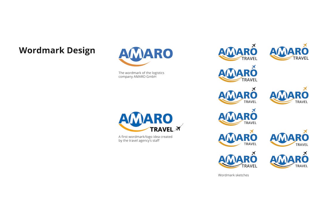 AMARO Travel Brand Wortmarkenskizzen